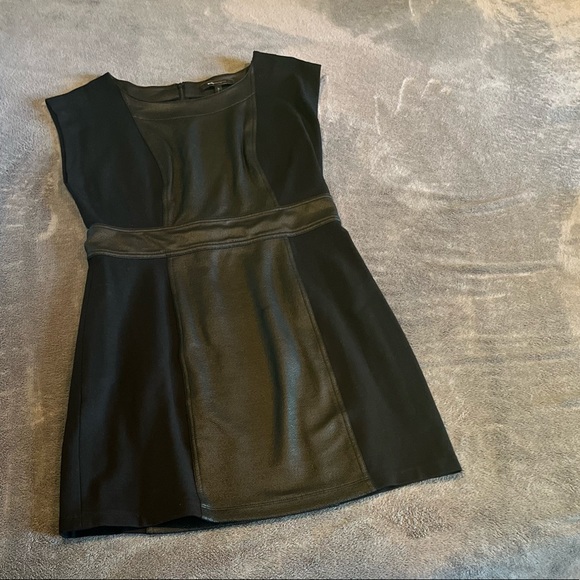 BCBGMaxAzria Black Sleeveless Dress With Faux Leather Detail, Size Medium - Picture 10 of 10